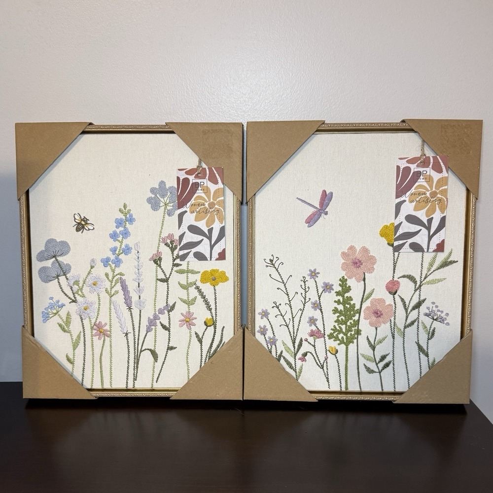 NWT Set Of Two 12"x15" BP Home Textile Embroidery Woven Wall Art